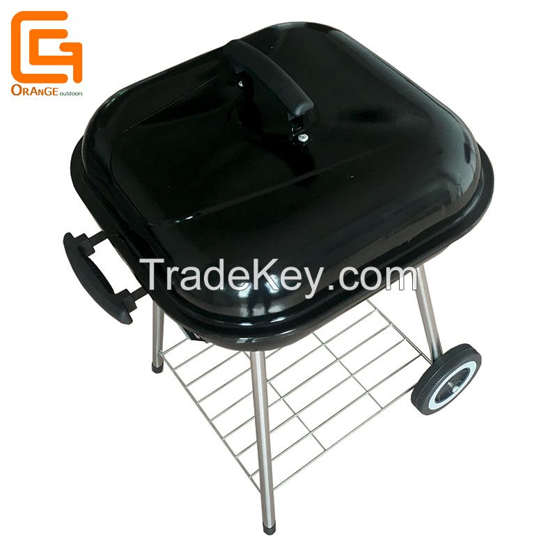 Easily Assembled Square Hamburger Grill Foldable Trolley Bbq Oven