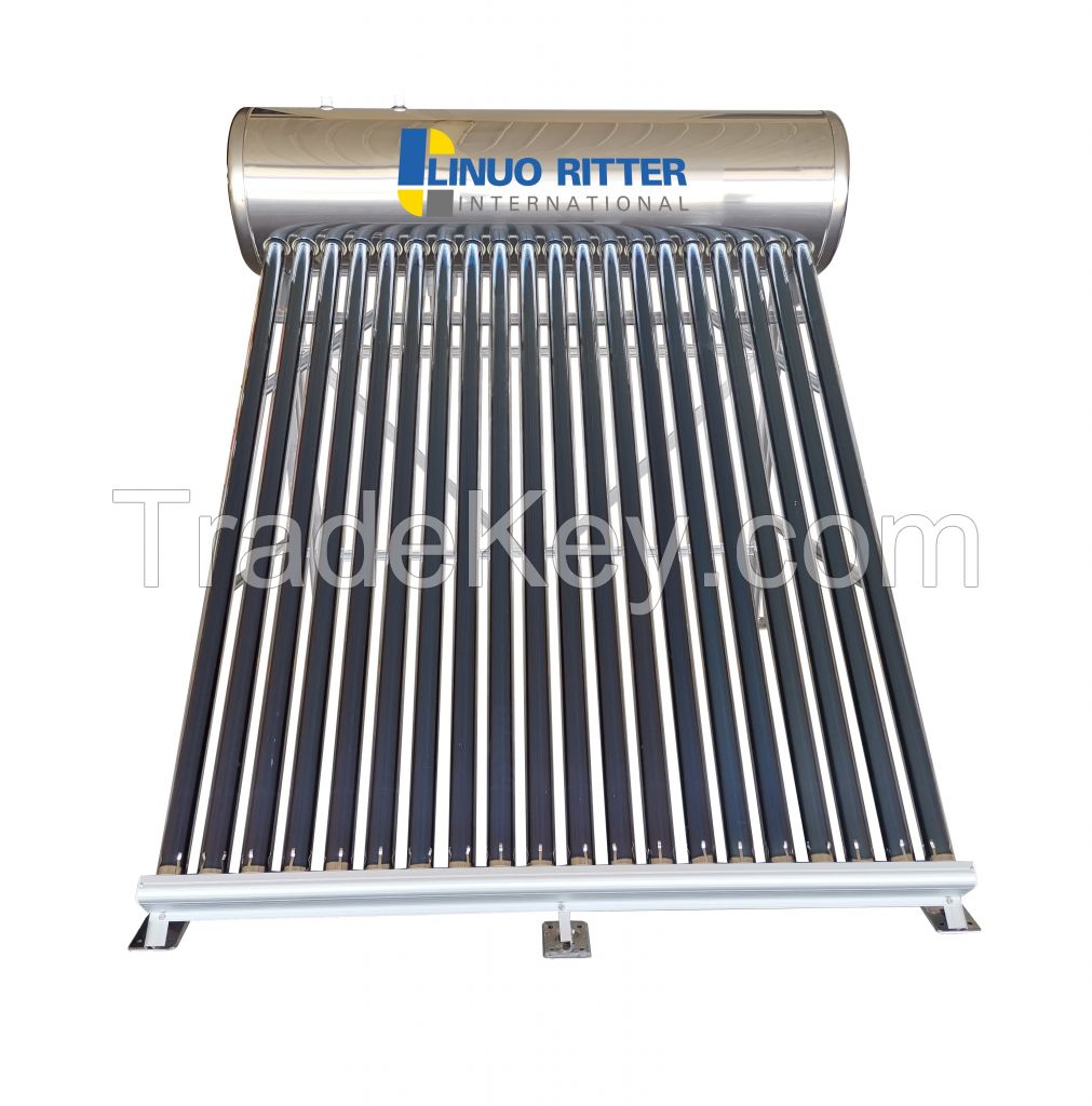 Non pressurized solar water heater with vacuum tubes 100L