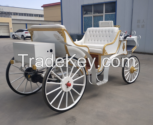 White Wedding Electric Sightseeing Horse Carriage