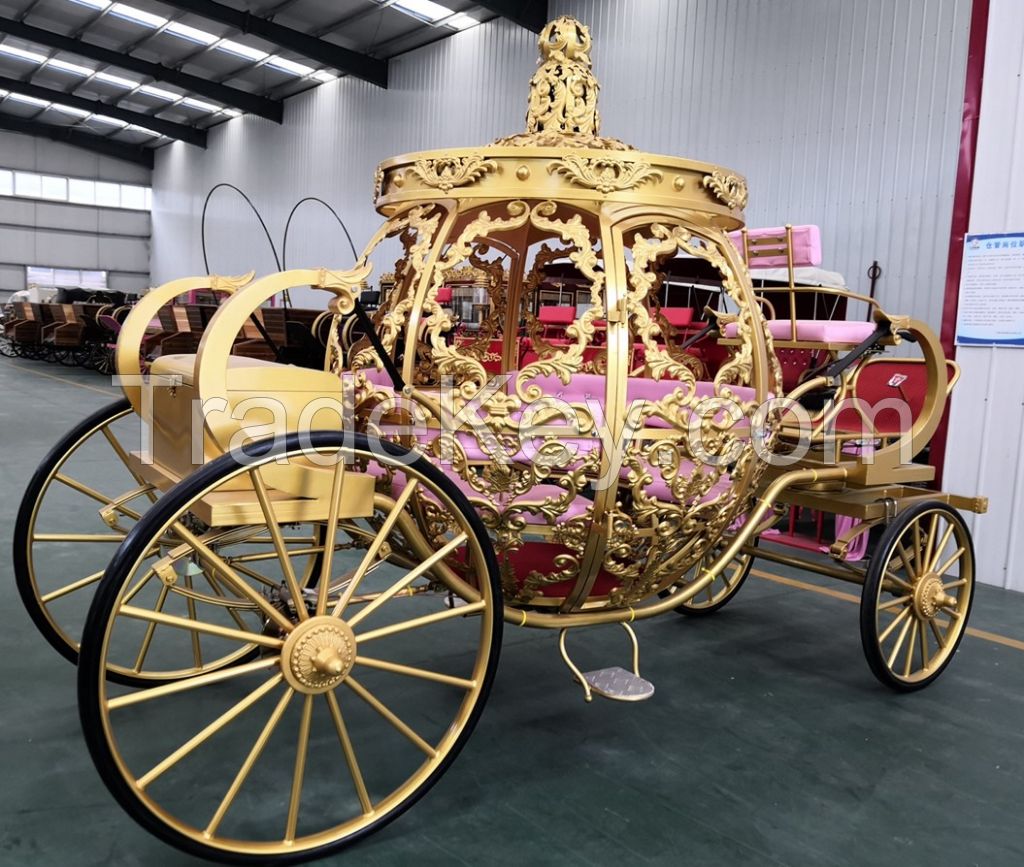 Royal Golden Luxury Fashion Electric Horse Carriage