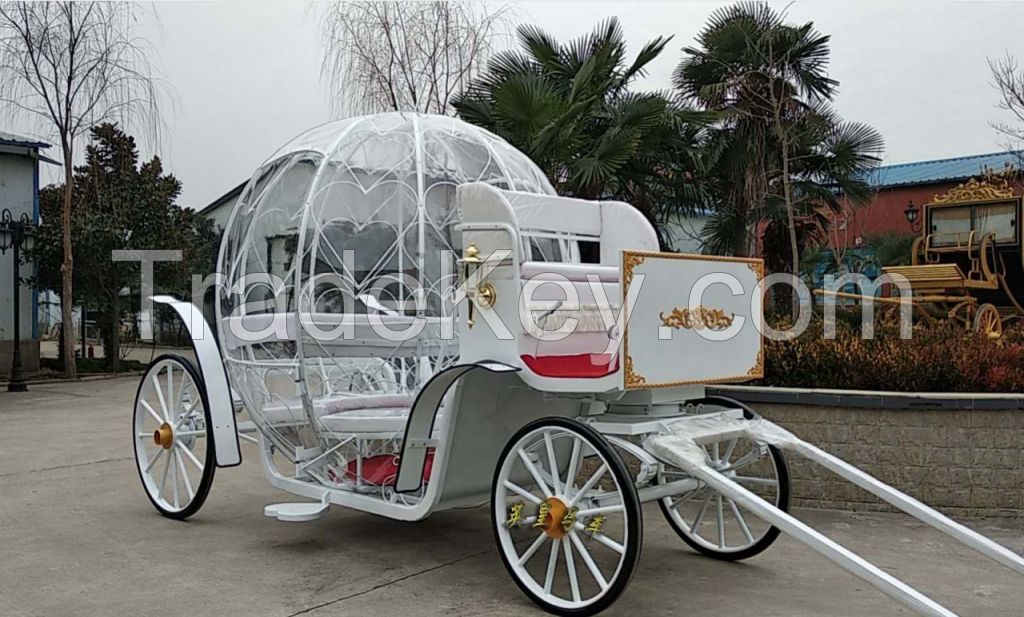 Latest Princess Wedding Horse Carriage with soft glass