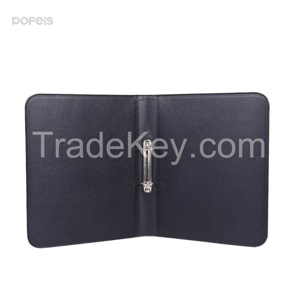 File Organizer Oxford PU Leather 2-hole Round Ring Binder Loose-leaf F