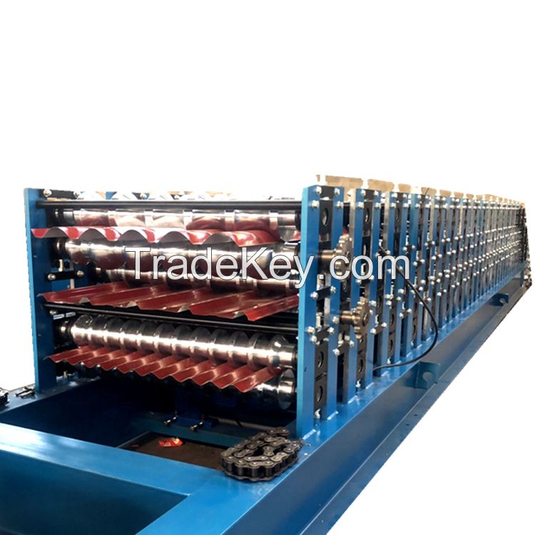 Three layer Galvanized/Aluminum Roof Sheet Glazed Tile Roll Forming Machine