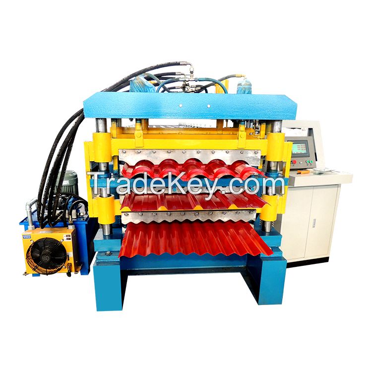 Three layer Galvanized/Aluminum Roof Sheet Glazed Tile Roll Forming Machine