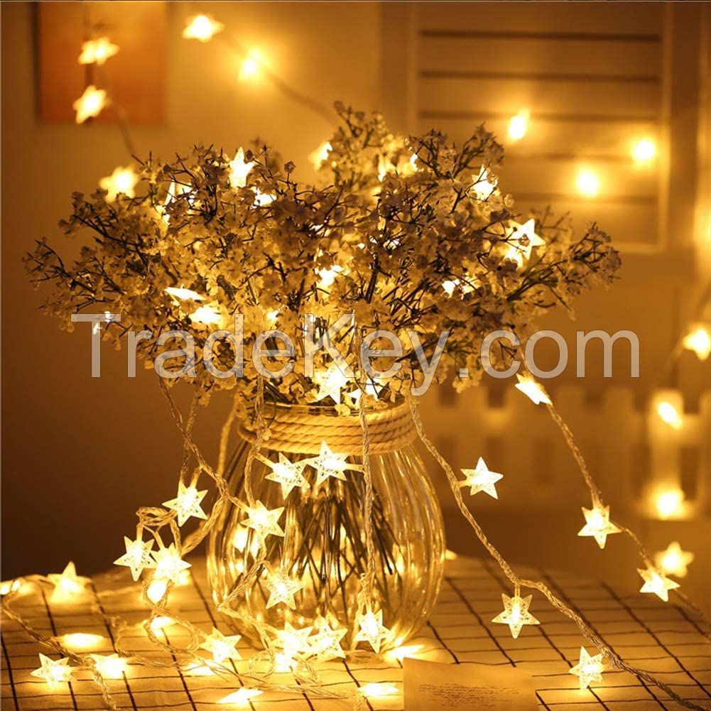 100 LED 49 FT Star String Lights Plug in Fairy String Lights Waterproof Extendable for Indoor Outdoor Ramadan Wedding Party Christmas Tree Garden Decoration Warm White 