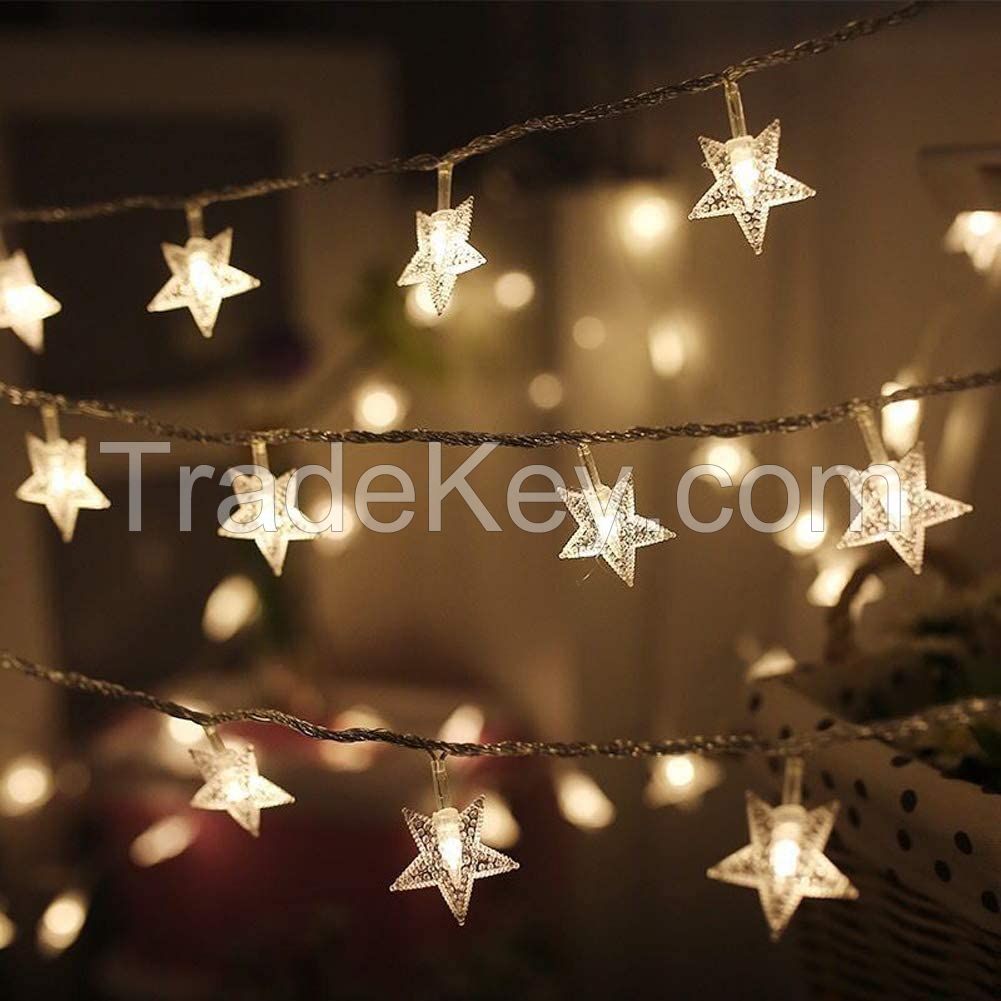 100 LED 49 FT Star String Lights Plug in Fairy String Lights Waterproof Extendable for Indoor Outdoor Ramadan Wedding Party Christmas Tree Garden Decoration Warm White 