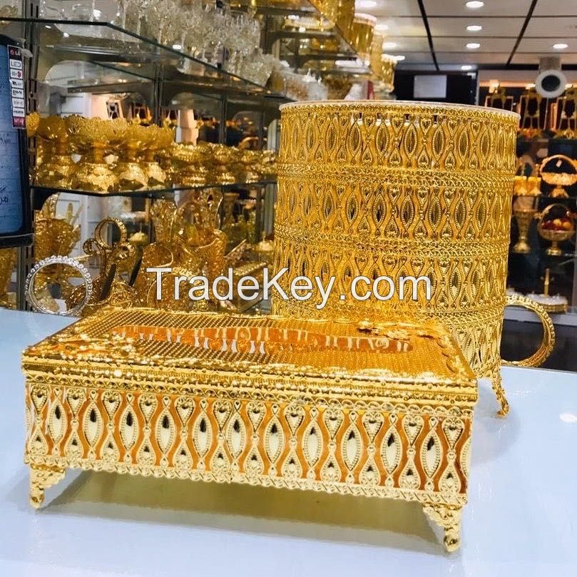 Hot Sale Gold And Silver Plating Tray Fruit Basket Candy Bow For Kitchen Home Decoration