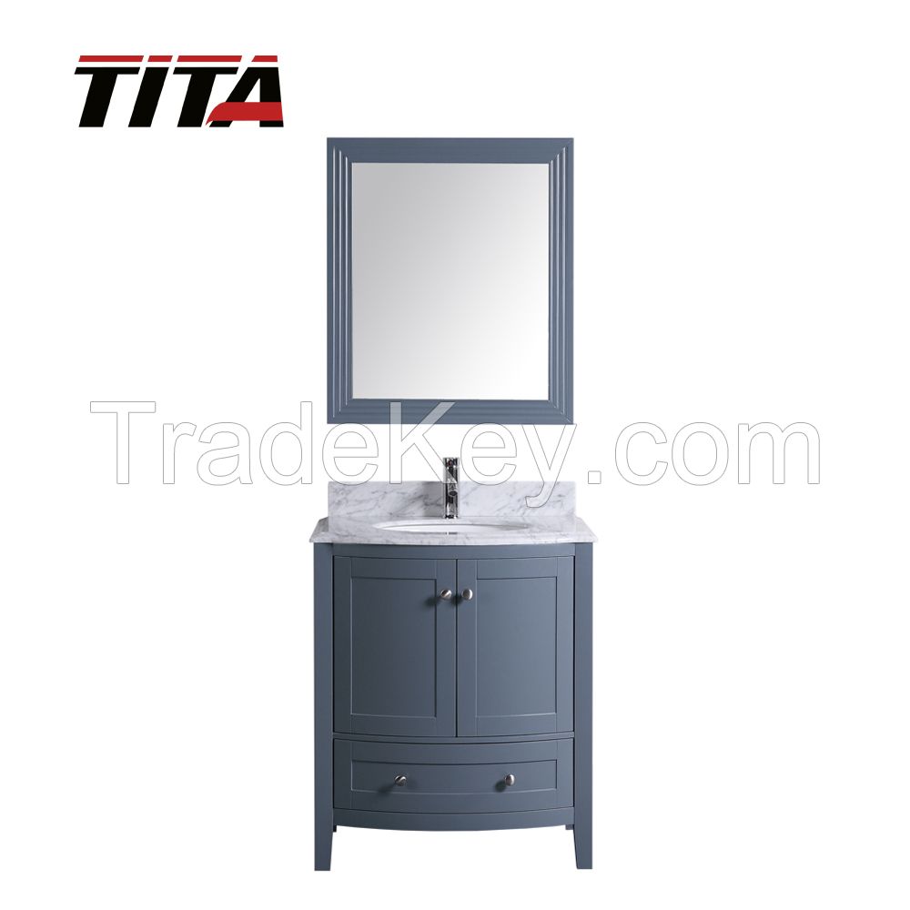 Hot Sell Bathroom Cabinet Modern Carrara Marble Countertop Vanity