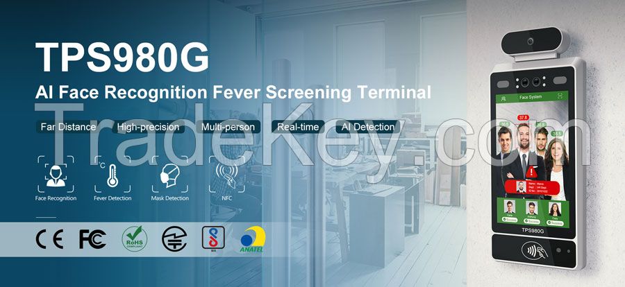 TPS980G AI Face Recognition Fever Screening Terminal