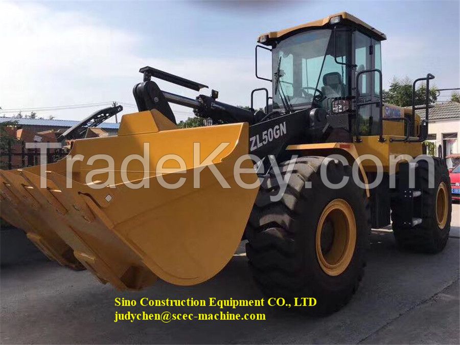 XCMG Rated loading 5t ZL50GN Wheel Loader operation weight 17500kgs Bucket Capacity 2.5m3