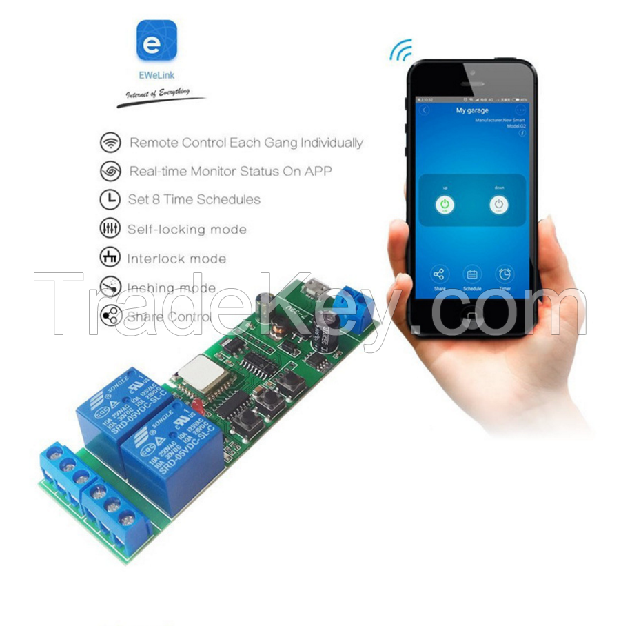 Lonten DC7-32V/5V 2 Channel 10A Relay WiFi Wireless Delay Relay Module APP Remote Control for Smart Home Android IOS