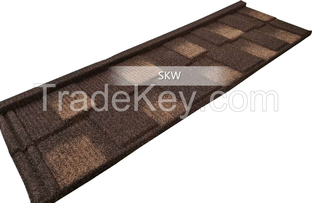 Rustic Hickory Metal Shingles Stone Coated Metal Roof Tile