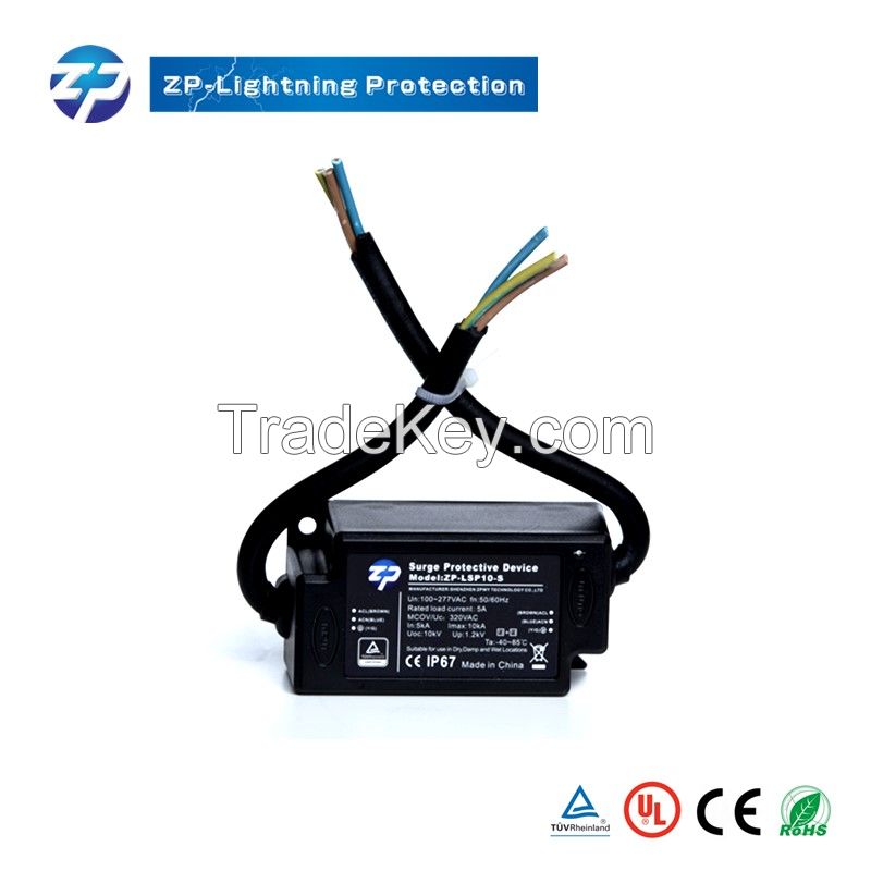 ZP hot sale street light surge protection device Imax 5KA 10KV dc surge protection device 120-277VAC surge protector 	