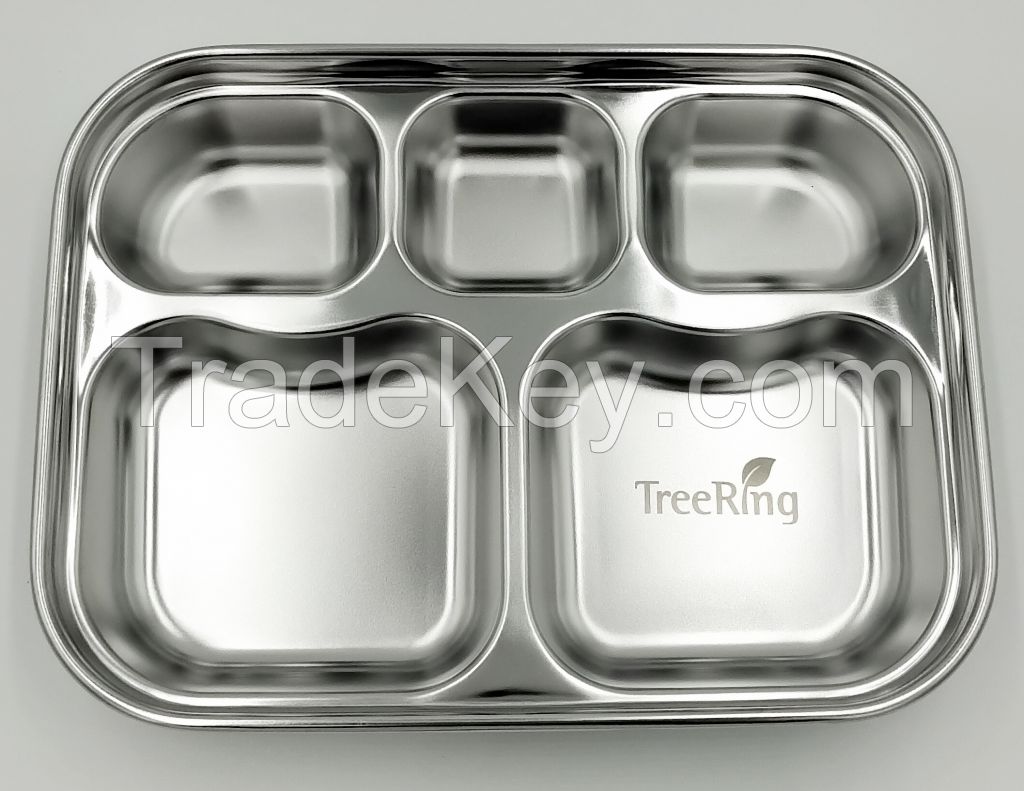 Stainless Steel divided Plates Tray for kids 