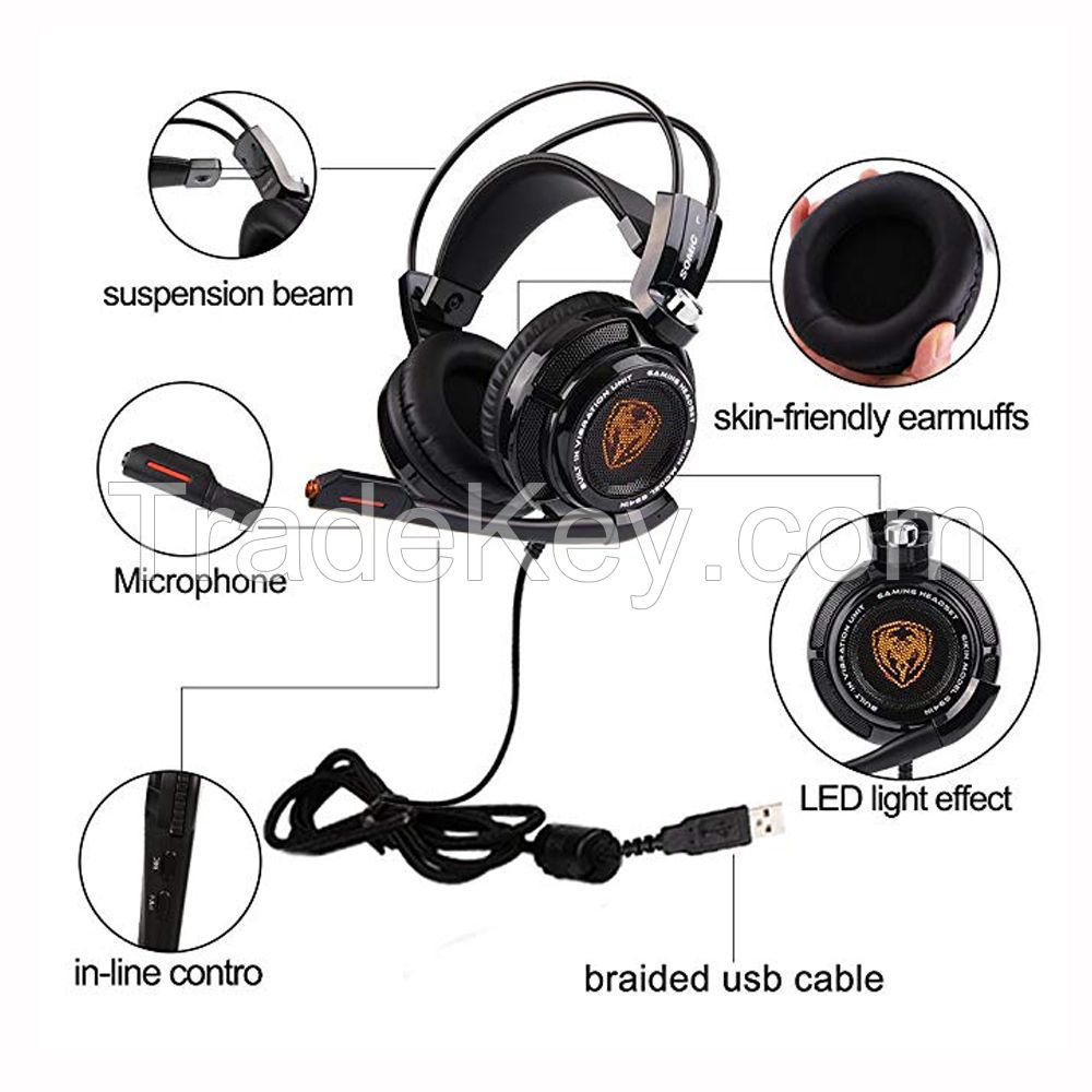 Somic G941 Vibration Virtual 7.1 Sound Cool LED Gaming Headset for PC