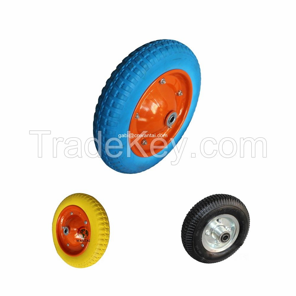  4.00-8 PU foam wheel polyurethane wheel flat free wheel for wheelbarrow beach foldable wagon 