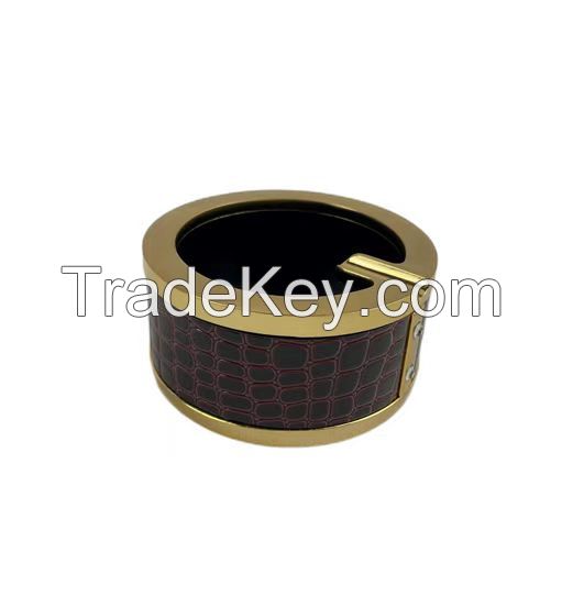 Unique Design Round Elegant Metal  Ashtray Golden Black Ashtray