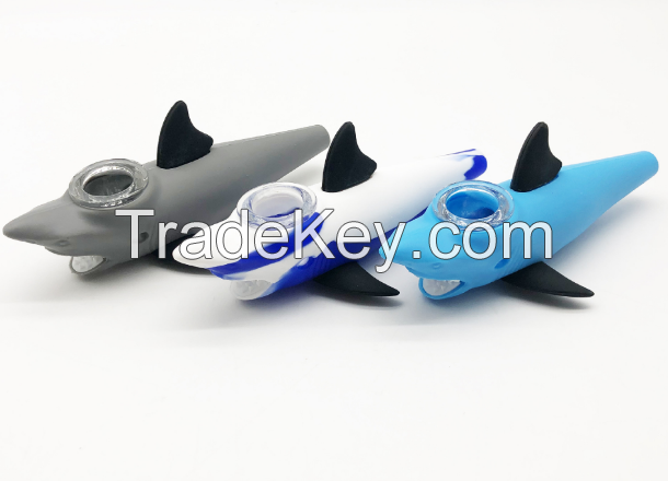Animal Shape Baby Shark Pipe Silicone Glass Pipe 