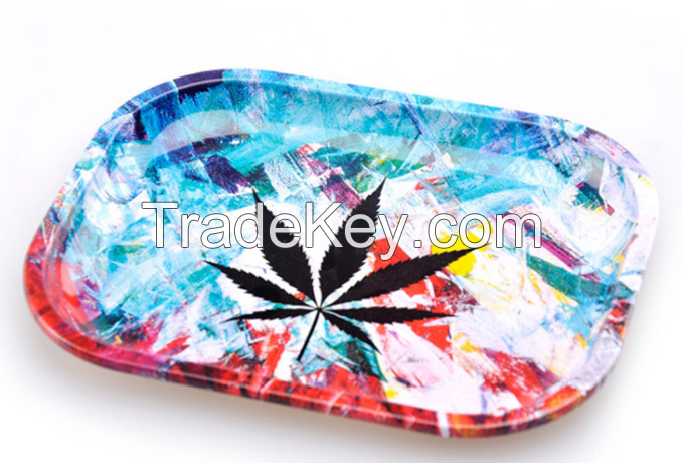 Custom Tin Rolling Tray Tobacco Rectangle Metal Tray