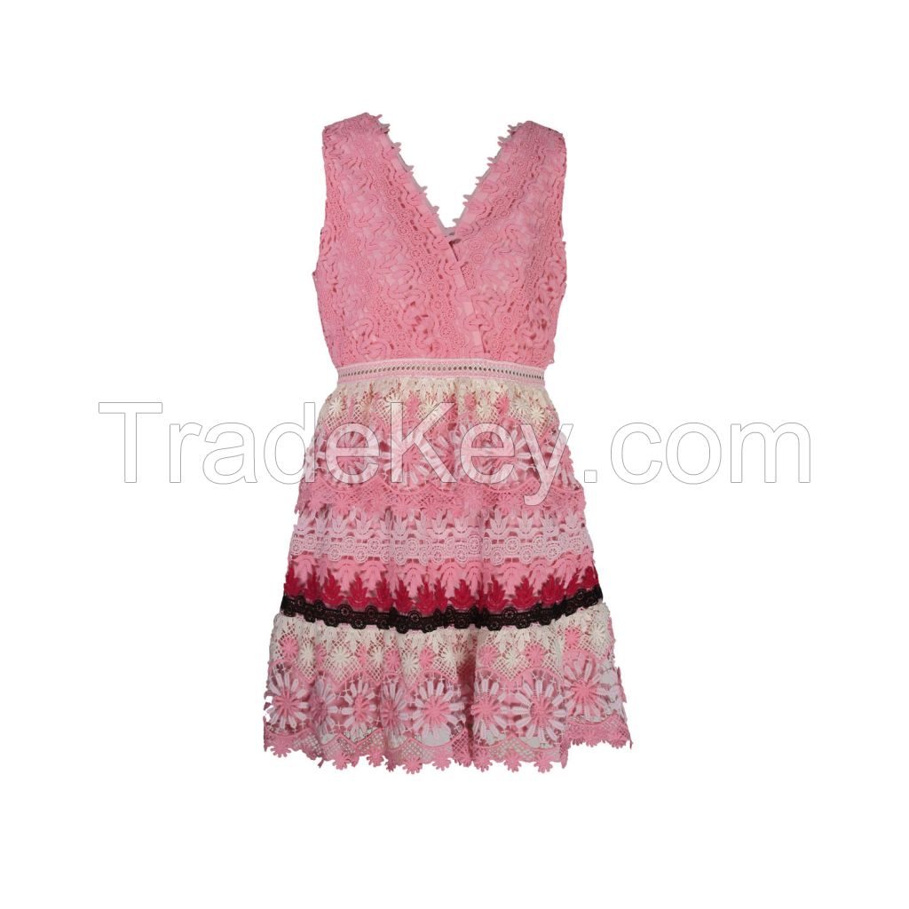 V-neck Crochet Ladies Dress