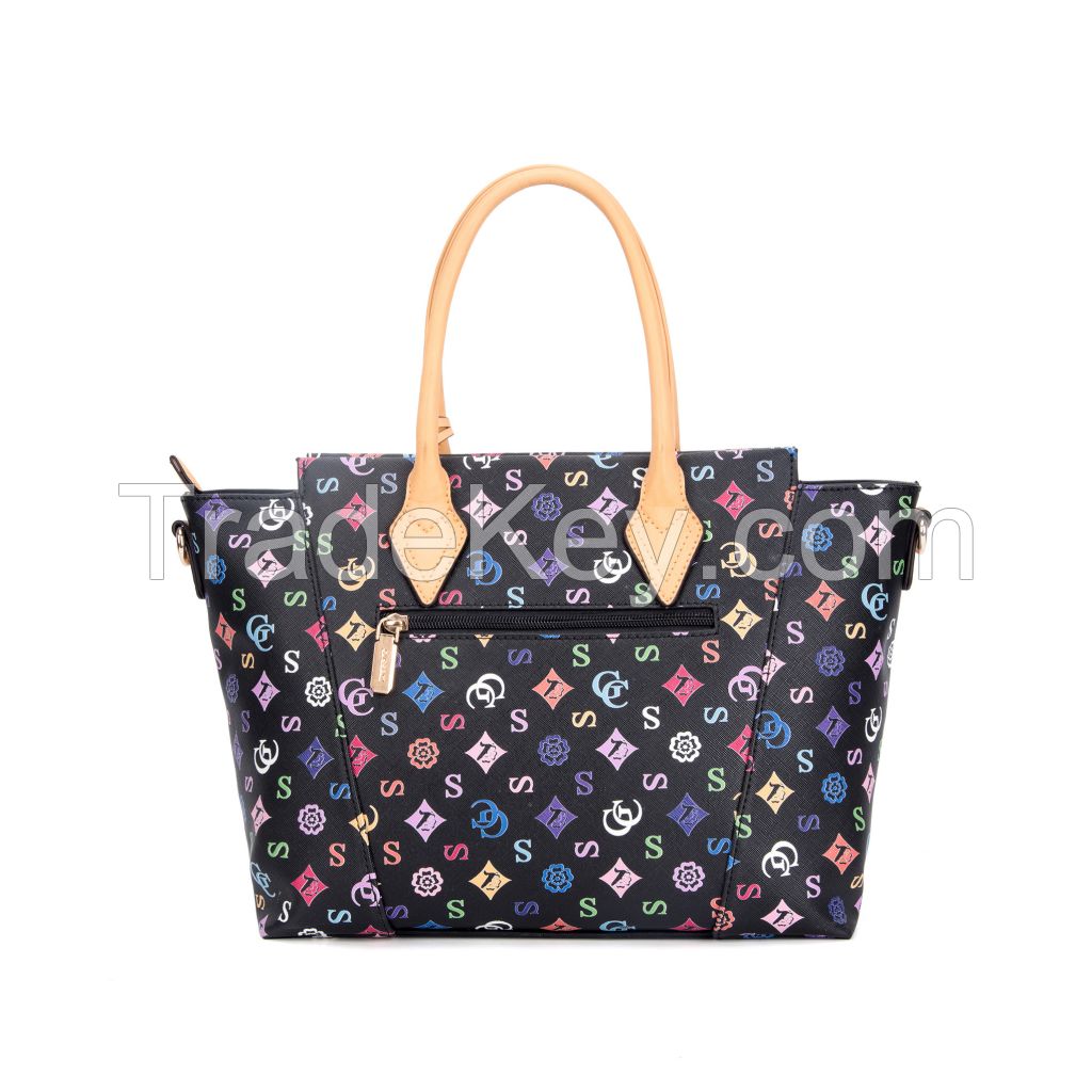 GUSSACI Latest Design Fashion Popular Letter Print Beautiful Ladies Pu Leather Leisure Hand Bags (YBF-075-5)