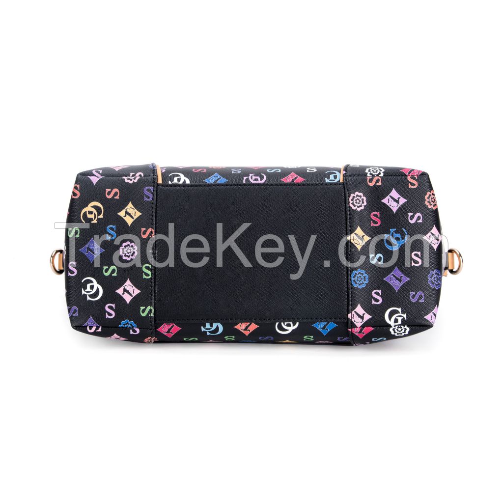 GUSSACI Latest Design Fashion Popular Letter Print Beautiful Ladies Pu Leather Leisure Hand Bags (YBF-075-5)