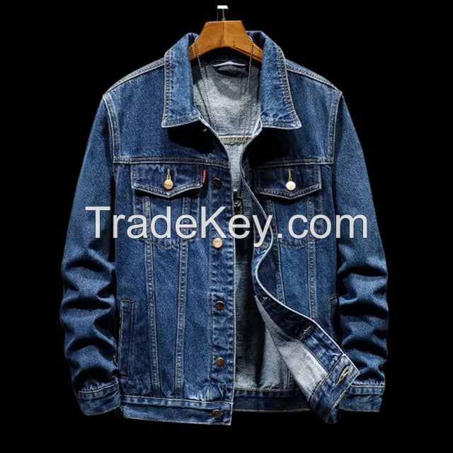 Denim jacket  Cotton padded jacket men&amp;#039;s autumn new trend large size hooded jacket Korean loose fashion brand sports clothes