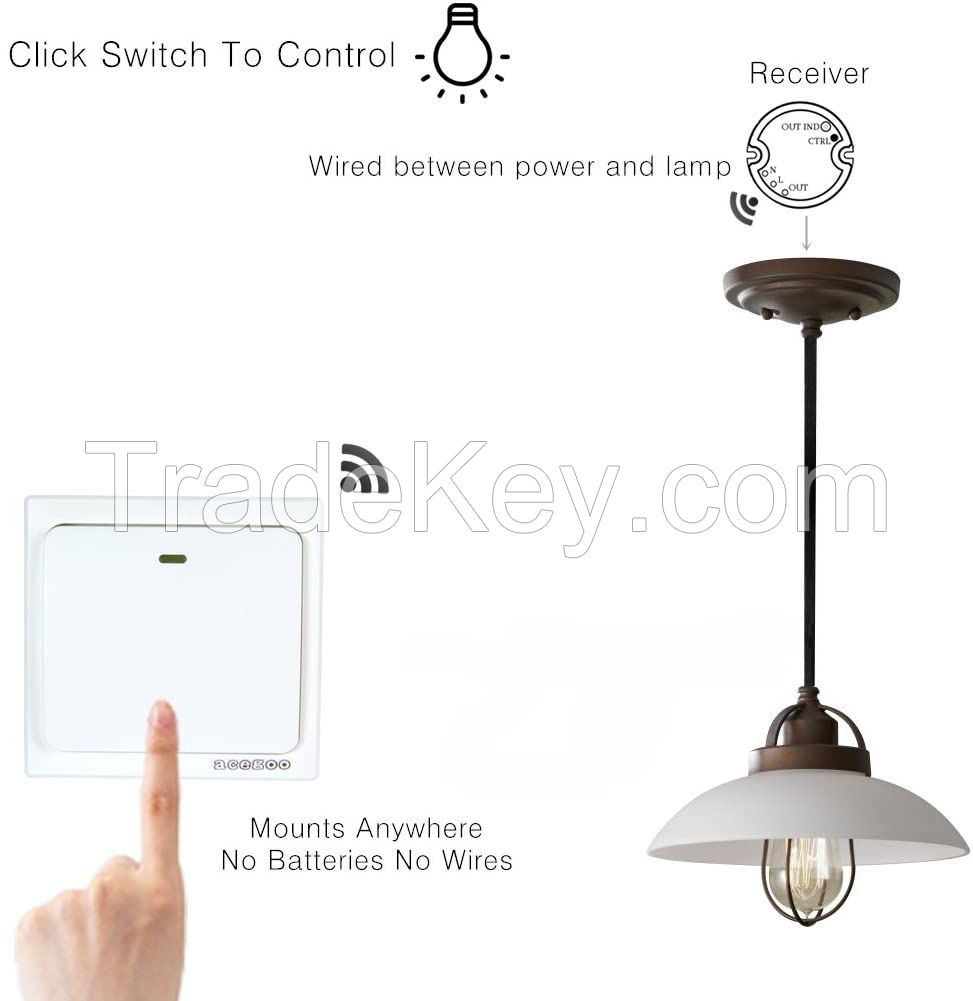 Wireless Lights Switch Kit, No Battery No Wiring, Quick Create (Switch and Receiver)