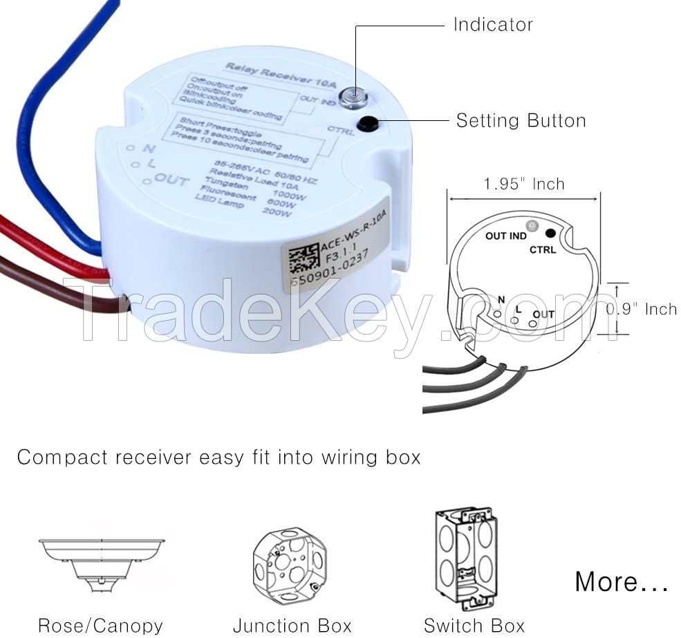 Wireless Lights Switch Kit, No Battery No Wiring, Quick Create (Switch and Receiver)