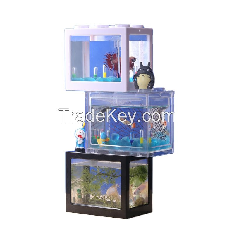 Mini Cuboid Fish Tank Cylinder Round Acrylic coffee table Betta Fish Tank out door