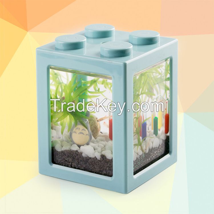 Mini Cuboid Fish Tank Cylinder Round Acrylic coffee table Betta Fish Tank out door