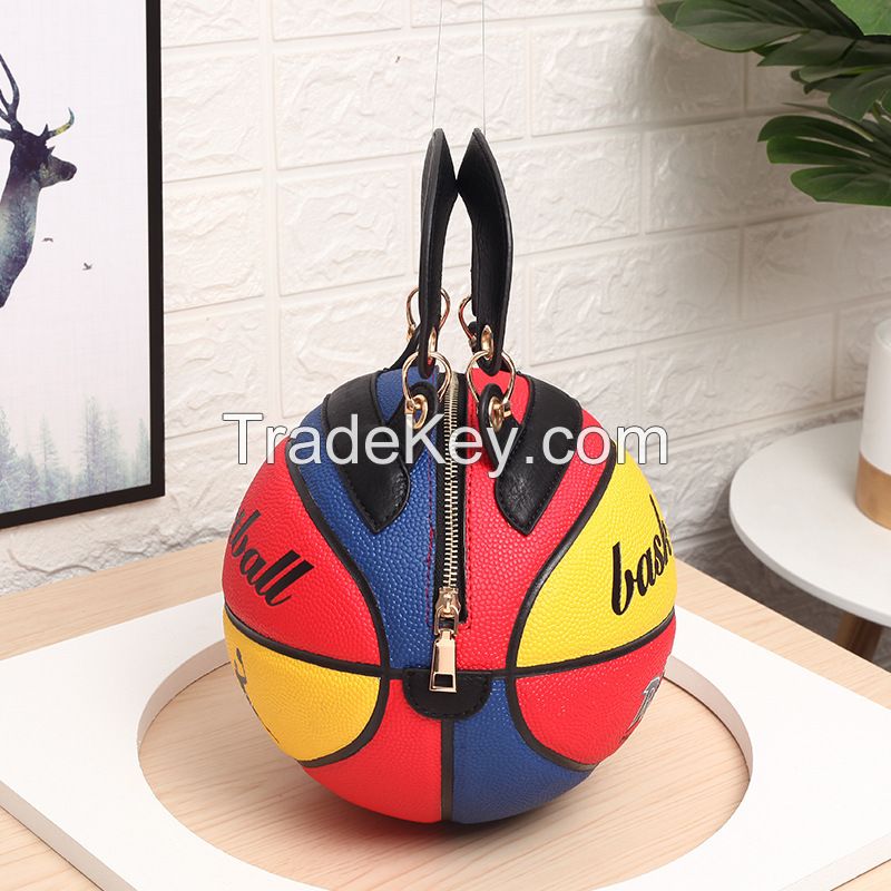 Basketball Shaped Shoulder Messenger Bag Purse Tote Mini Cross Body PU Handbag Adjustable Strap For Women Girls