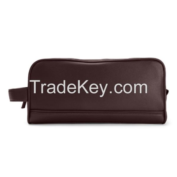 Wholesale Custom Luxury Leather Travel Makeup Case Pouch Cosmetic Bag with Zipper