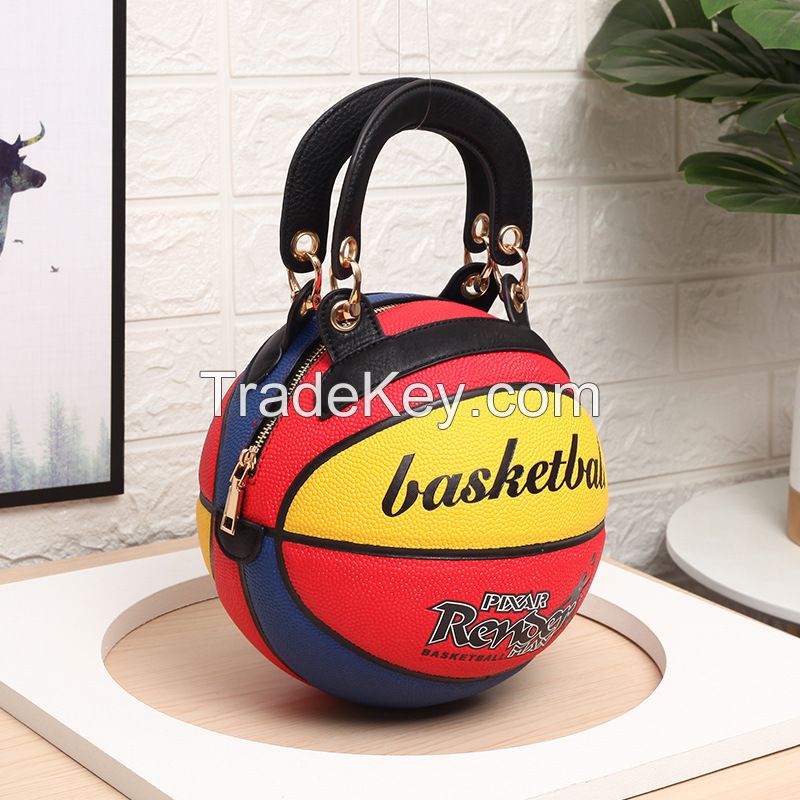 Basketball Shaped Shoulder Messenger Bag Purse Tote Mini Cross Body PU Handbag Adjustable Strap For Women Girls