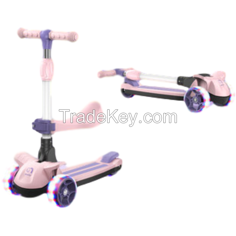 Foldable Children Kids T-bar Push Foot Scooter/ Three Flashing Wheels Kick Scooter for kids 