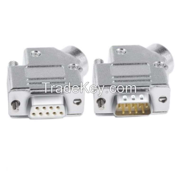 9pin/15pin/25pin/37pin/50pin 45 degree d-sub connector metal hood