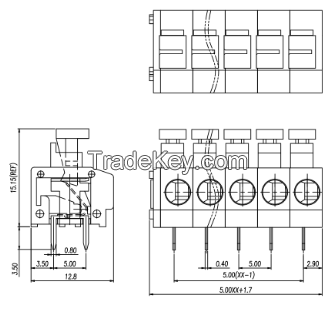 Replace ANYTAK HB SINGLE5.0 push button terminal block 5.0mm pitch ballast pcb terminal block connection