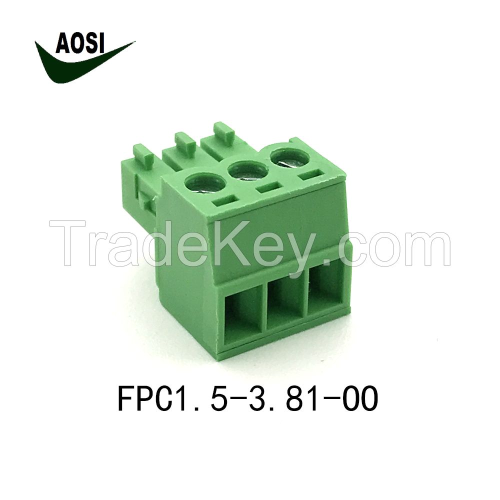 3.81mm Pitch PCB mount 8 way contact terminal block male and female pluggable FS15EDGK-3.81-8P 90 degree pin 16-28 AWG