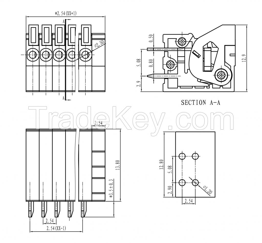 141V 2.54mm PCB Spring Terminal Blocks