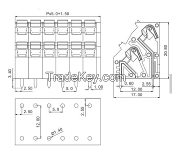 Double layer terminal block  for Relay module terminal FSM736H