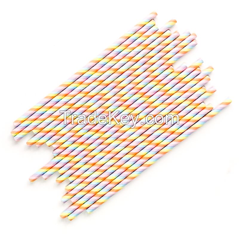 A New Design Colourful Rainbow Wedding Party Stripe Drinking Paper Straw