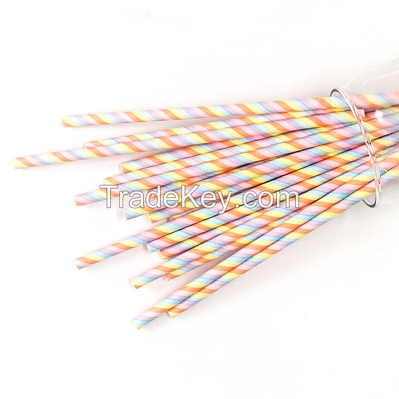 A New Design Colourful Rainbow Wedding Party Stripe Drinking Paper Straw