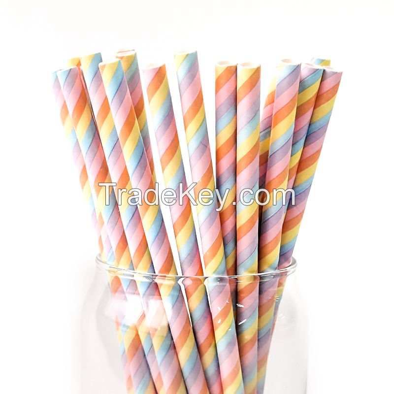 A New Design Colourful Rainbow Wedding Party Stripe Drinking Paper Straw