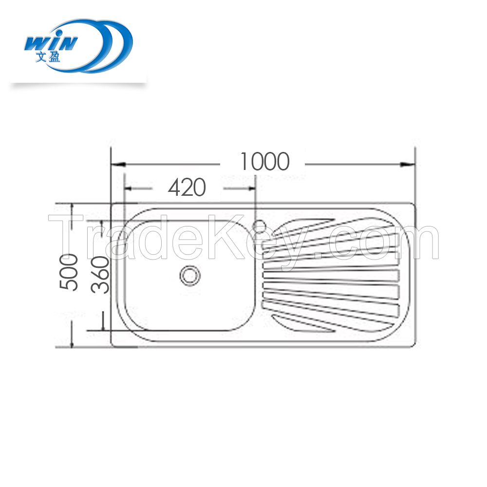 10050 China Heat Sink Stainless Steel Kitchen Sink Copper Display Sink Wy10050b