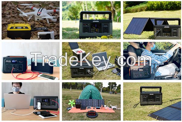 500W portable solar generator with 520Wh lithium ion battery power station for outdoor camping and emergency use
