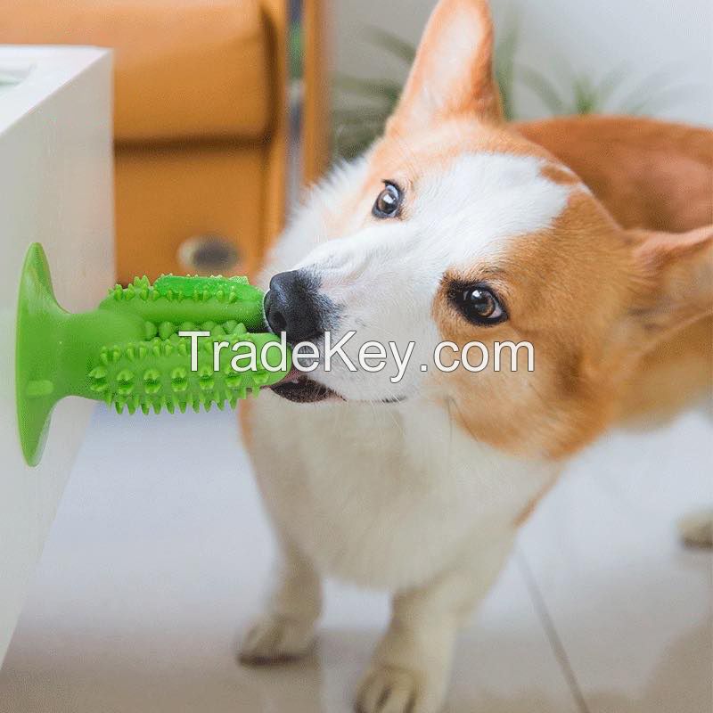 Dog Chew Toothbrush Dog Teeth Cleaning Toy Natural Dental Care Cleaning Stick With Suction Cup