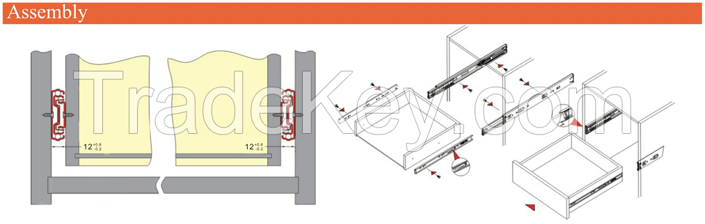  45mm full extention ball bearing slide  For Cabinit with excellent quality