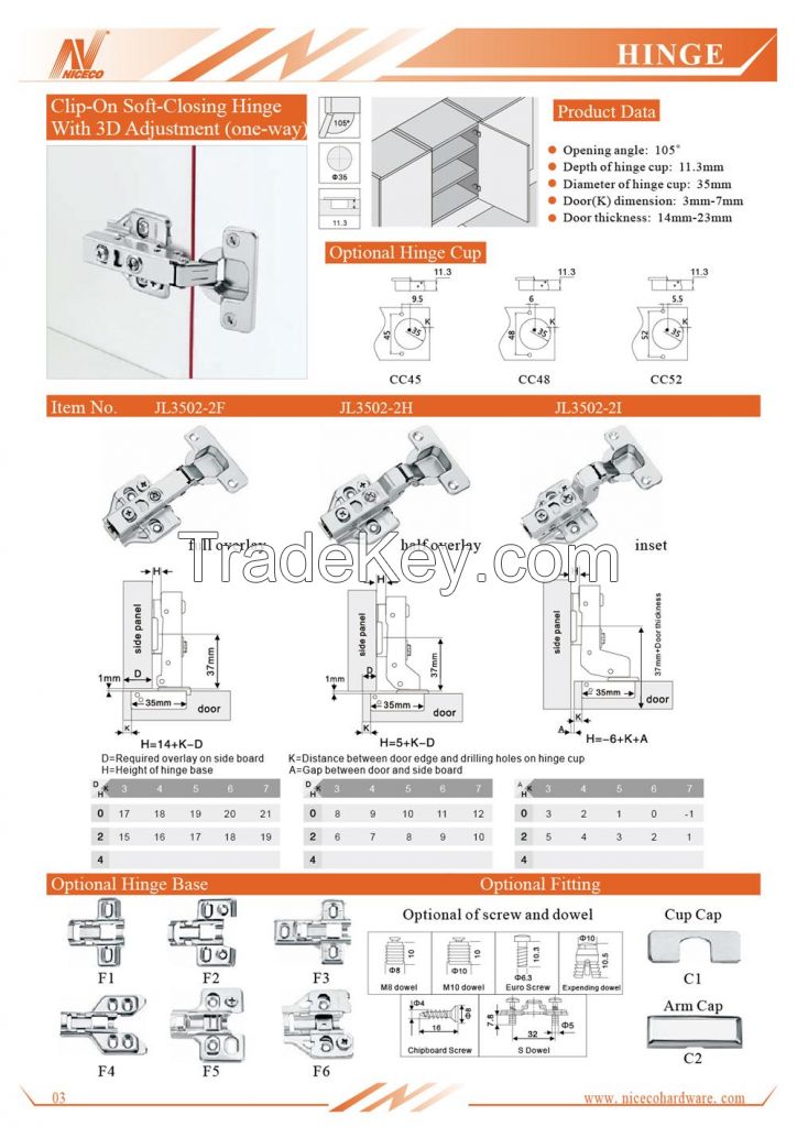 Furniture cabinet hardware hydraulic cabinet door concealed hinge