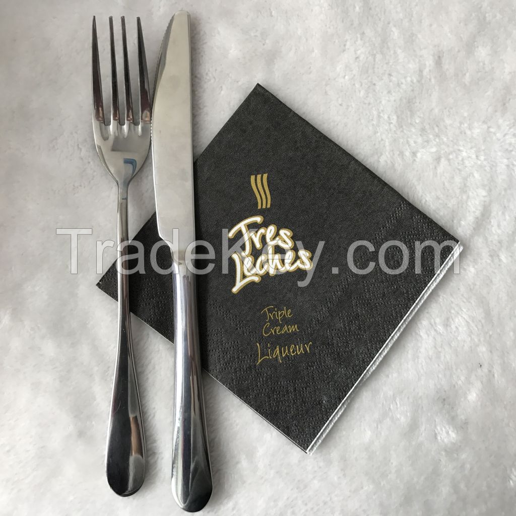 black cocktail dinner  paper napkin