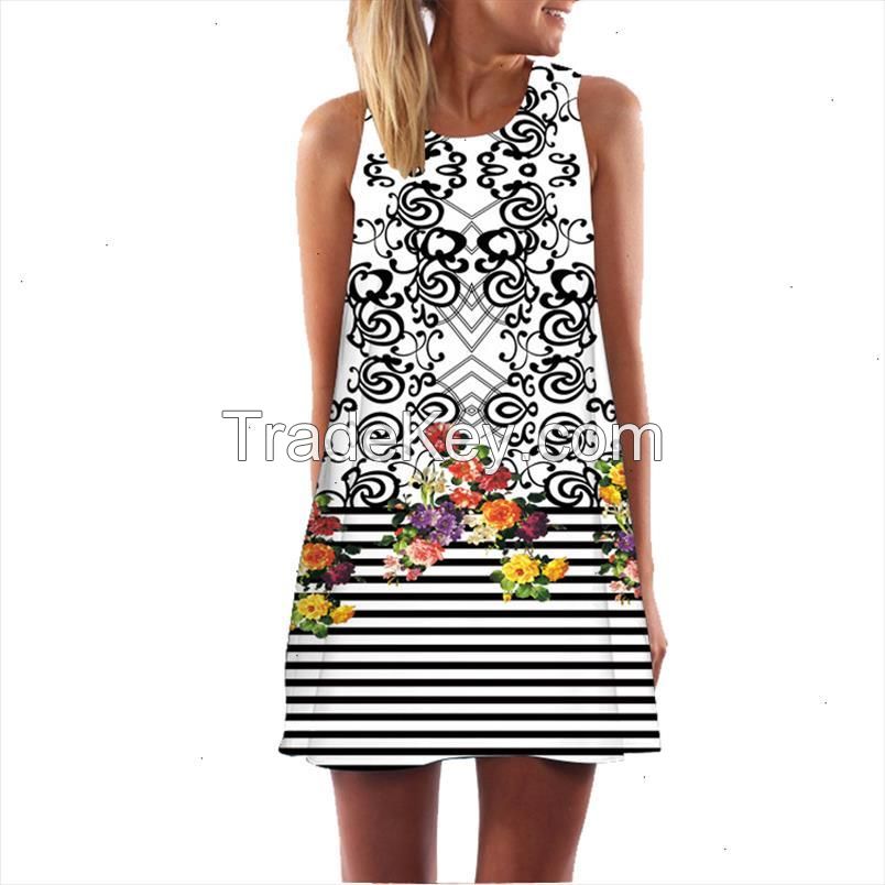 Women Dresses Digital Print Summer Dress New Fashion Boho Style Beach Dress Dashiki Hippie Mini Vestidos designer clothes